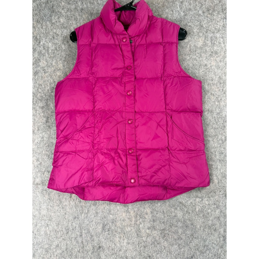 Lands' End Puffer Vest Womens Small 6-8 Pink Nylon Quilted Snap‎ Gilet Classic